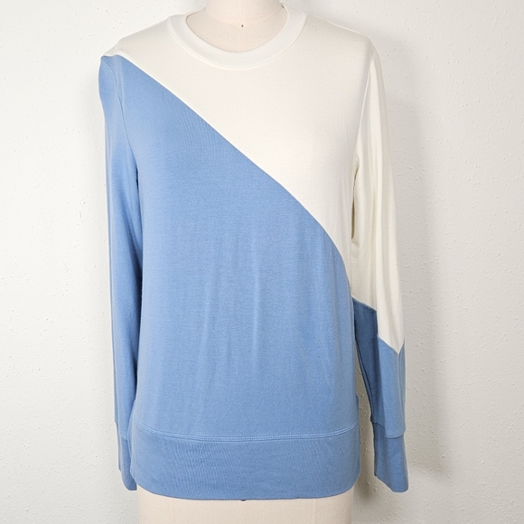 Summersalt Softest French Terry Colorblock Sweatshirt Blue Cream Small - Picture 2 of 10